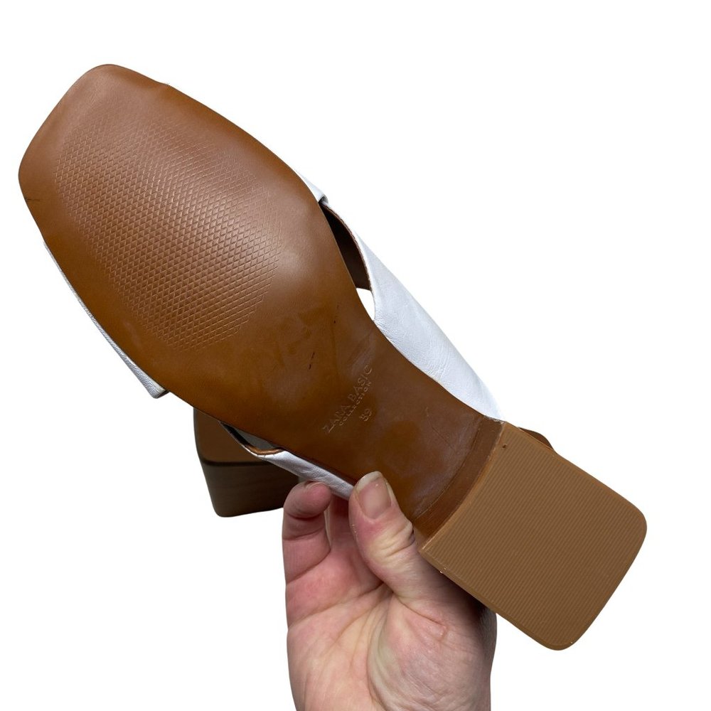 Zara Basic Collection White Leather Crossover Sli… - image 4